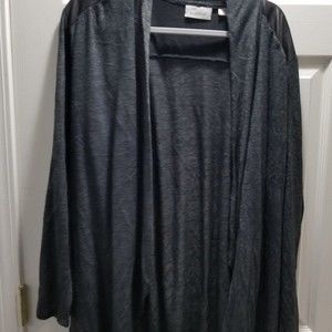 Avenue Charcoal Gray Open Cardigan With Pleather Detail Size 22/24